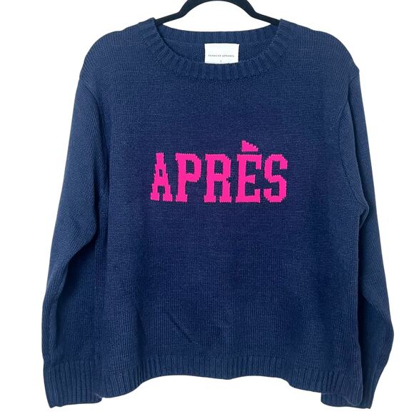 Panache Apparel Women's Crewneck Apres Knit Sweater Navy Pink Size Large - Picture 1 of 11